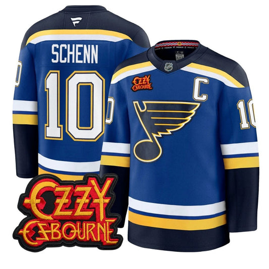 Brayden Schenn Jersey #10 St. Louis Blues Ozzy Osbourne Patch Stitched by Hockey David