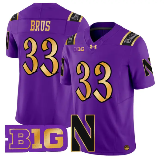 Braydon Brus Jersey #33 Northwestern Wildcats 2026 Vapor Limited Stitched by My Store NCAA Football Jerseys