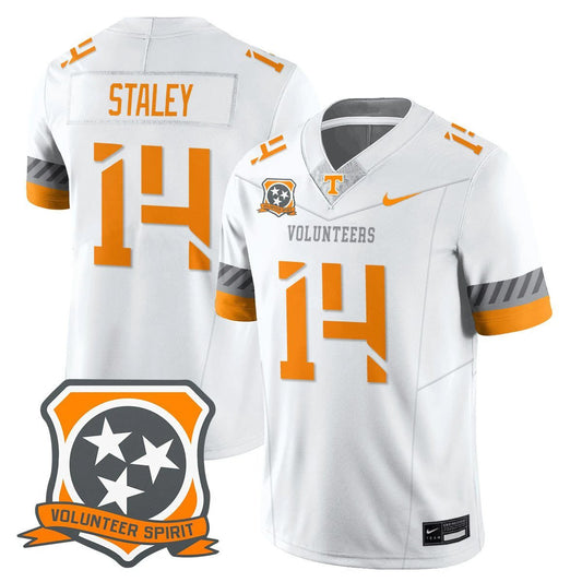 Braylon Staley Jersey #14 Tennessee Volunteers 2025 Spirit Stitched White by NCAA Football Jersey