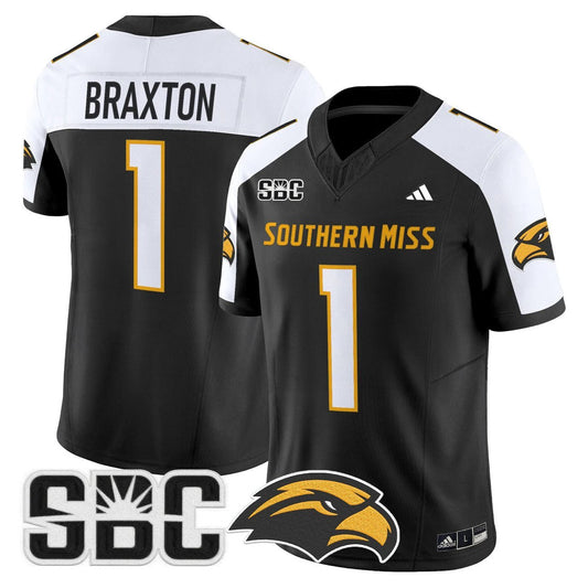 Braylon Braxton Jersey #1 Southern Miss Golden Eagles 2025 Vapor Limited Stitched by My Store NCAA Football Jerseys
