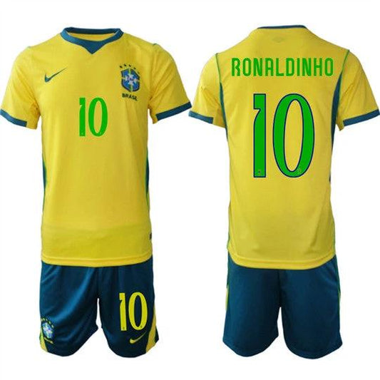 Brazil #10 RONALDINHO Jersey National Team x World Cup 2026 Home On Field Soccer by Soccer Jersey