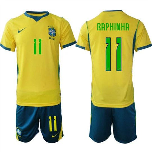 Brazil #11 RAPHINHA JerseyNational Team x World Cup 2026 Home On Field Soccer by Soccer Jersey