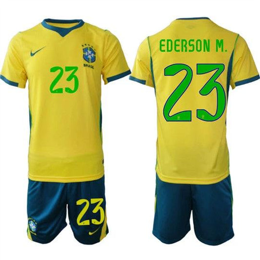 Brazil #23 EDERSON M. Jersey National Team x World Cup 2026 Home On Field Soccer by Soccer Jersey