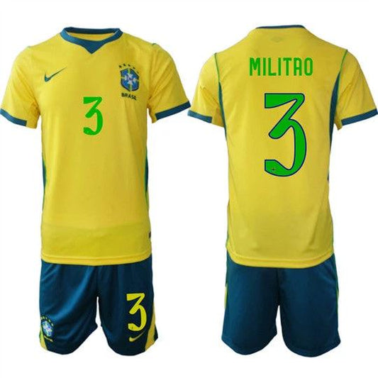 Brazil #3 MILITAO Jersey National Team x World Cup 2026 Home On Field Soccer by Soccer Jersey