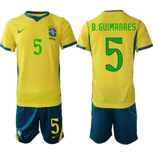Brazil #5 B.GUIMARAES Jersey National Team x World Cup 2026 Home On Field Soccer by Soccer Jersey