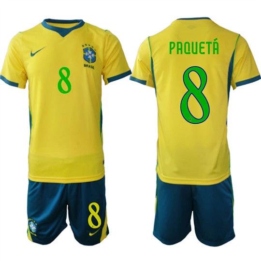 Brazil #8 PAQUETA Jersey National Team x World Cup 2026 Home On Field Soccer by Soccer Jersey