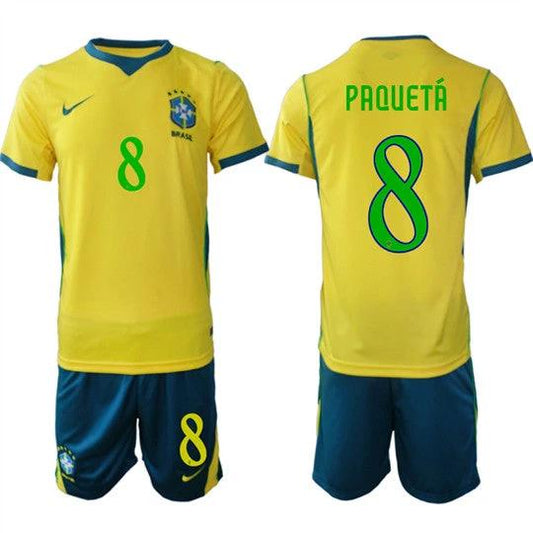 Brazil #8 PAQUETA Jersey National Team x World Cup 2026 Home On Field Soccer by Soccer Jersey