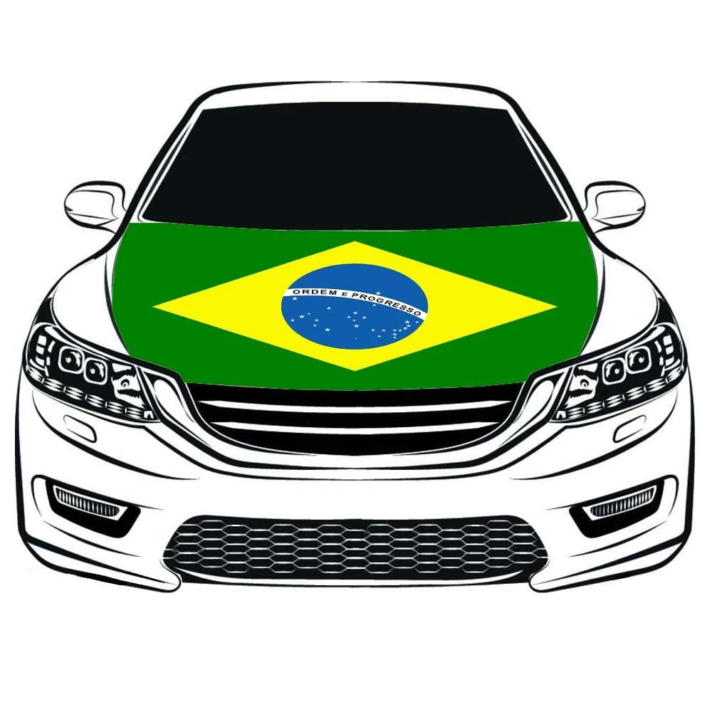 The Federative Republic of Brazil Car Hood Cover Flag ,Engine Flag,3.3X5ft/6X7FT, 100% Polyester Elastic Fabrics Can be Washed Suitable for Car SUV and Pickup Trucks by flagsshop