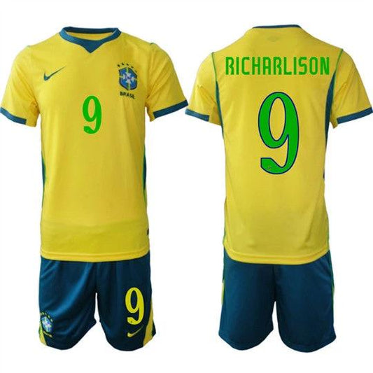 Brazil #9 RICHARLISON Jersey National Team x World Cup 2026 Home On Field Soccer by Soccer Jersey
