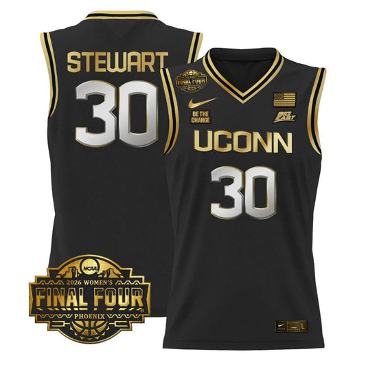 Breanna Stewart Jersey #30 UConn Huskies 2026 Final Four Stitched Black Gold by My store basketball