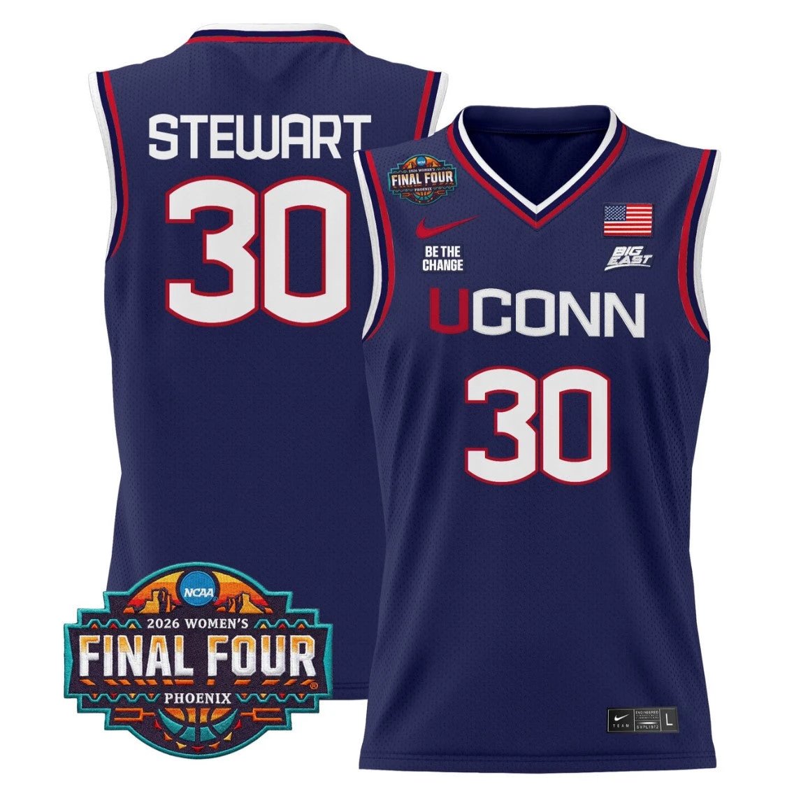 Breanna Stewart Jersey #30 UConn Huskies 2026 Final Four Stitched Navy by My store basketball