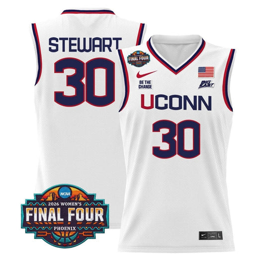 Breanna Stewart Jersey #30 UConn Huskies 2026 Final Four Stitched White by My store basketball