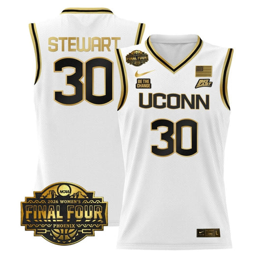 Breanna Stewart Jersey #30 UConn Huskies 2026 Final Four Stitched White Gold by My store basketball