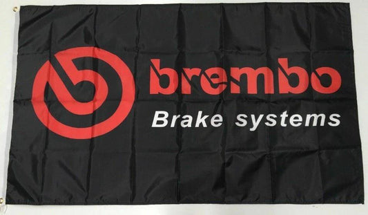 Brembo Style 2 Banner Flag Parts Brake Disc Pad Accessories Car Racing Workshop 3x5ft by flagsjustdoit