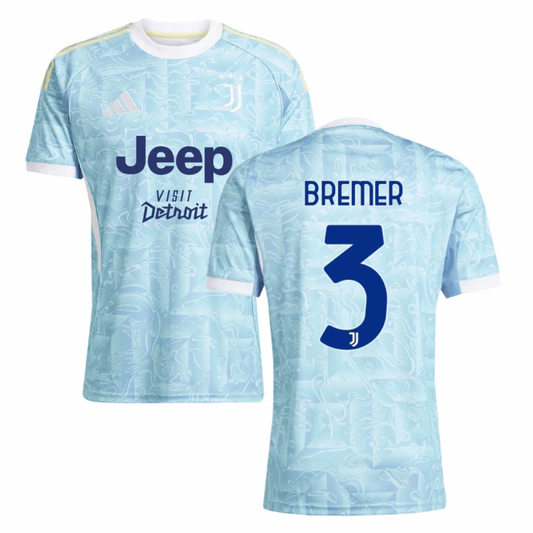 Bremer 3 Juventus 2025-26 Away Match Jersey – Light Blue by Soccer Jersey