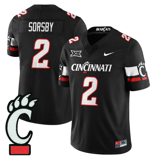 Brendan Sorsby Jersey #2 Cincinnati Bearcats Football 2025 Stitched Black by NCAA Football Jersey