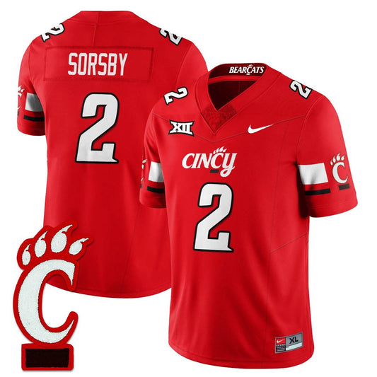 Brendan Sorsby Jersey #2 Cincinnati Bearcats Football 2025 Stitched Red by NCAA Football Jersey