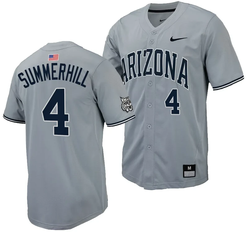 Brendan Summerhill Jersey #4 Arizona Wildcats Replica Baseball Full-Button Gray by My Store