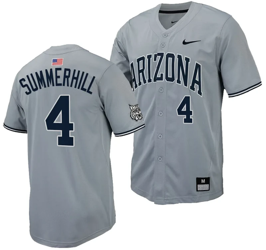 Brendan Summerhill Jersey #4 Arizona Wildcats Replica Baseball Full-Button Gray by My Store