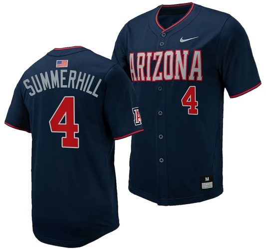 Brendan Summerhill Jersey #4 Arizona Wildcats Replica Baseball Full-Button Navy by My Store
