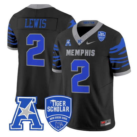 Brendon Lewis Jersey #2 Memphis Tigers 2025 Vapor Limited Stitched Black by My Store NCAA Football Jerseys