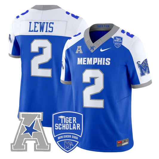 Brendon Lewis Jersey #2 Memphis Tigers 2025 Vapor Limited Stitched Royal Alter by My Store NCAA Football Jerseys