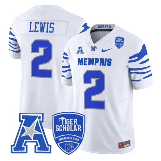 Brendon Lewis Jersey #2 Memphis Tigers 2025 Vapor Limited Stitched White by My Store NCAA Football Jerseys