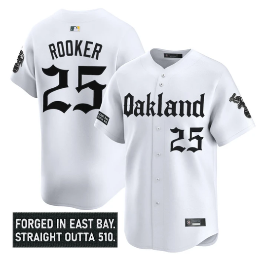 Brent Rooker Jersey #25 Oakland Athletics Gothic East Bay Edition Stitched White by My Store