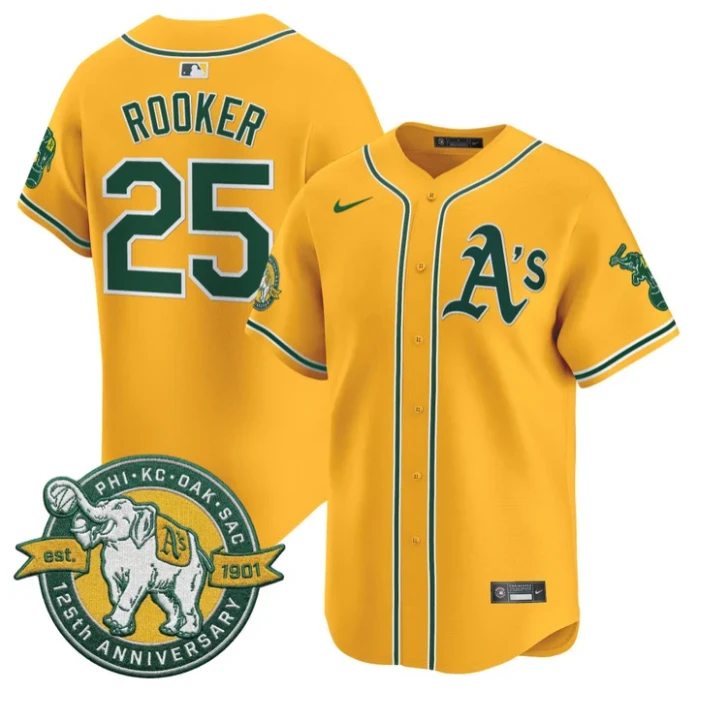 Brent Rooker Jersey #25 Oakland Athletics 125th Anniversary Patch Stitched by My Store