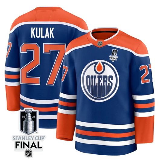 Brett Kulak 27 Edmonton Oilers 2025 STANLEY CUP Final Patch Home Men Jersey Royal by Hockey David