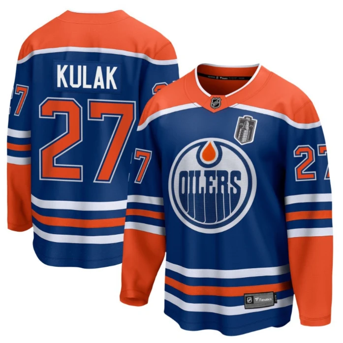 Brett Kulak 27 Edmonton Oilers 2025 Stanley Cup Final Home Breakaway Men Jersey Royal by Hockey David