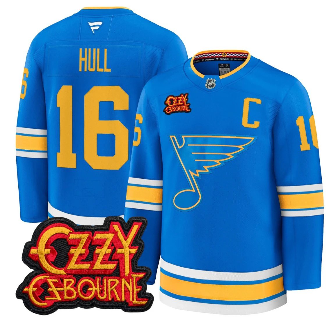 Brett Hull Jersey #16 St. Louis Blues Ozzy Osbourne Patch Stitched by Hockey David