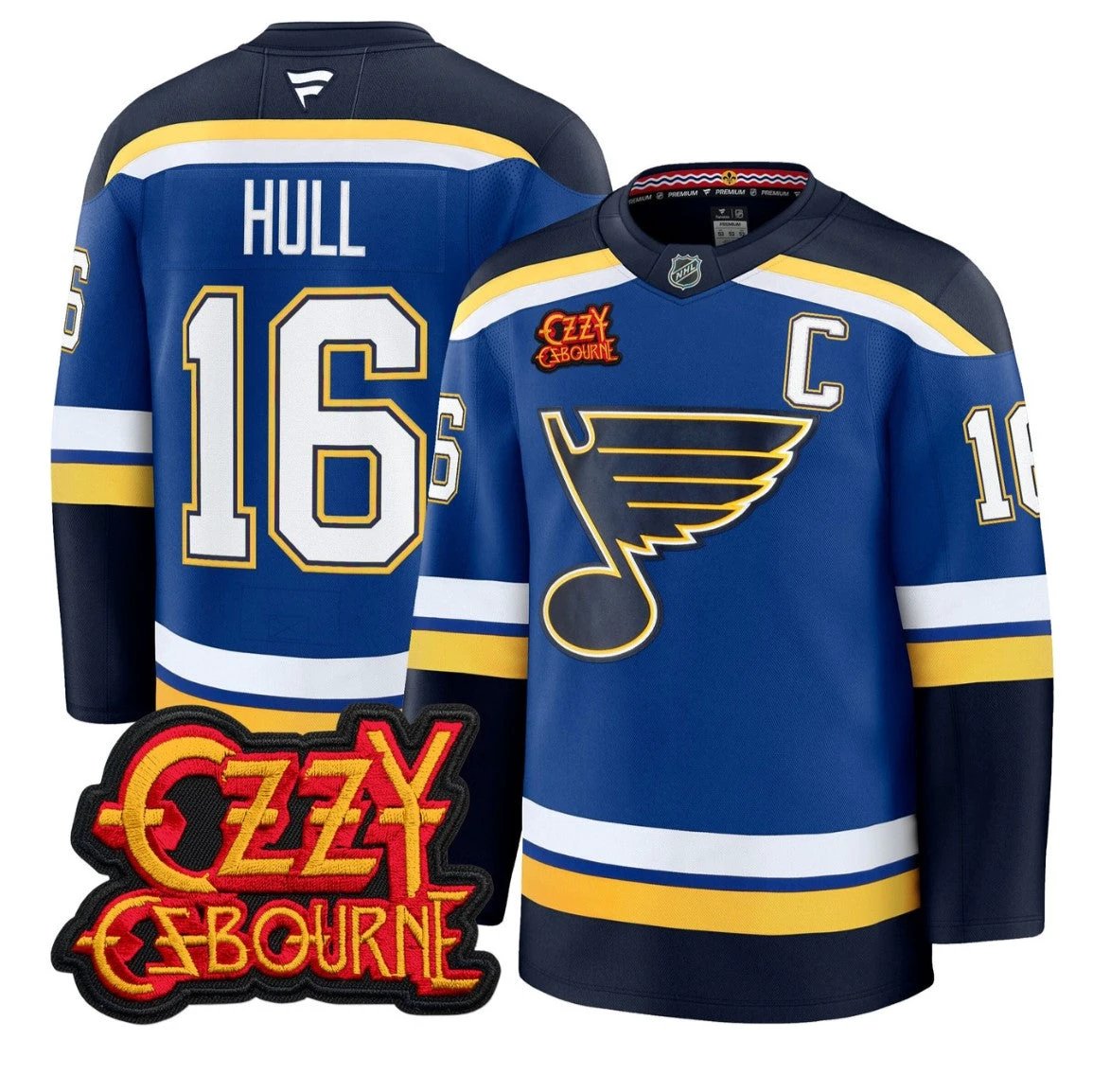 Brett Hull Jersey #16 St. Louis Blues Ozzy Osbourne Patch Stitched by Hockey David