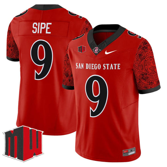 Brian Sipe Jersey #9 San Diego State Aztecs 2025 Limited Stitched Red by NCAA Football Jersey
