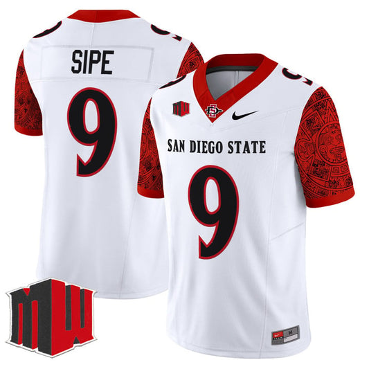 Brian Sipe Jersey #9 San Diego State Aztecs 2025 Limited Stitched White by NCAA Football Jersey