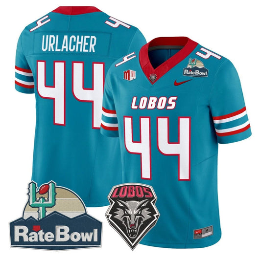 Brian Urlacher Jersey #44 New Mexico Lobos 2025 Rate Bowl Vapor Stitched Turquoise by NCAA Football Jersey
