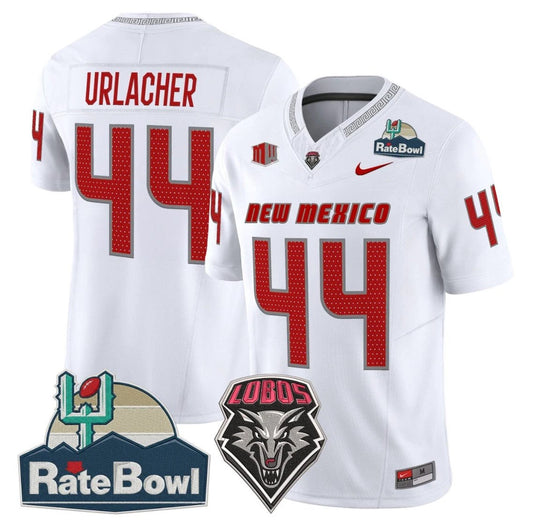 Brian Urlacher Jersey #44 New Mexico Lobos 2025 Rate Bowl Vapor Stitched White by NCAA Football Jersey