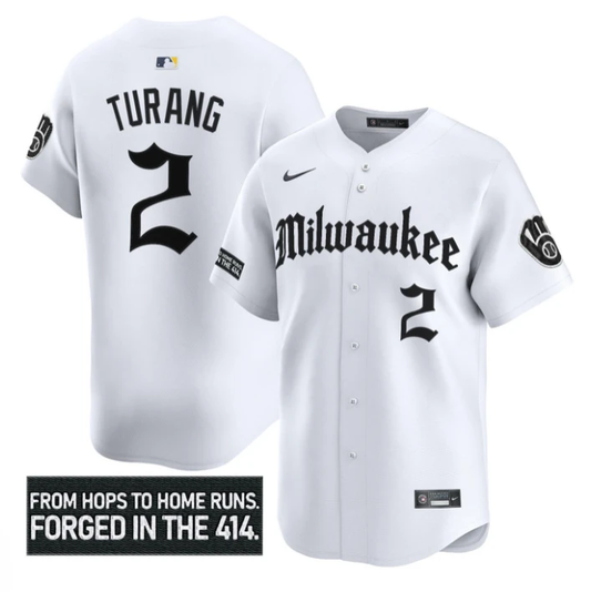Brice Turang Jersey #2 Milwaukee Brewers Gothic 414 Shadows Edition White by My Store