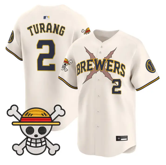 Brice Turang Jersey #2 Milwaukee Brewers One Piece Premier Stitched by My Store