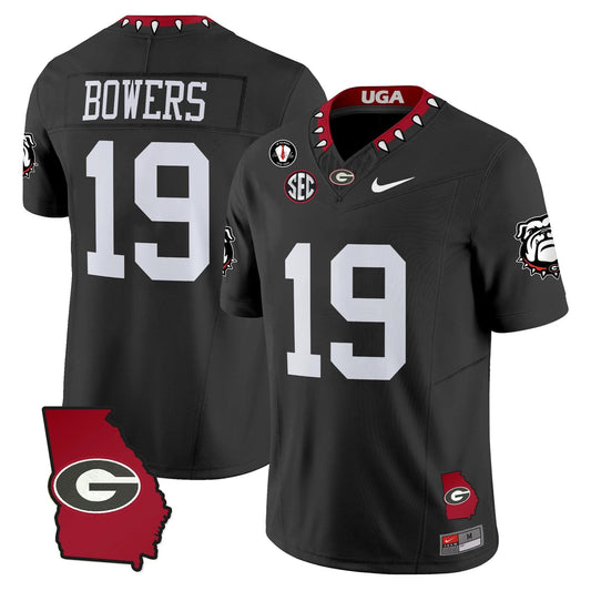 Brock Bowers Jersey #19 Georgia Bulldogs 2025 Georgia Map, Vince Dooley Stitched Black by My Store