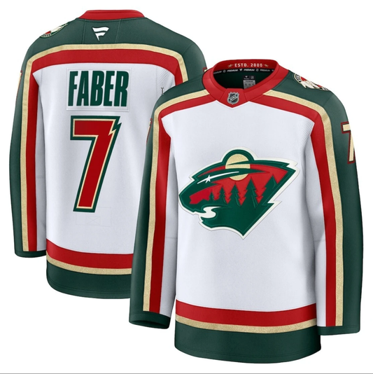 Brock Faber Jersey #7 Minnesota Wild 25th Anniversary 2026 Premium Stitched White by Hockey David