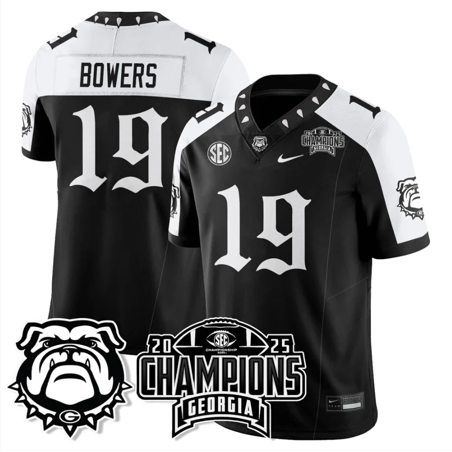 Brock Bowers Jersey #19 Georgia Bulldogs Gothic SEC Football Champions by My Store NCAA Football Jerseys