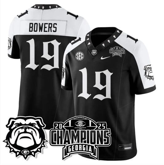 Brock Bowers Jersey #19 Georgia Bulldogs Gothic SEC Football Champions by My Store NCAA Football Jerseys