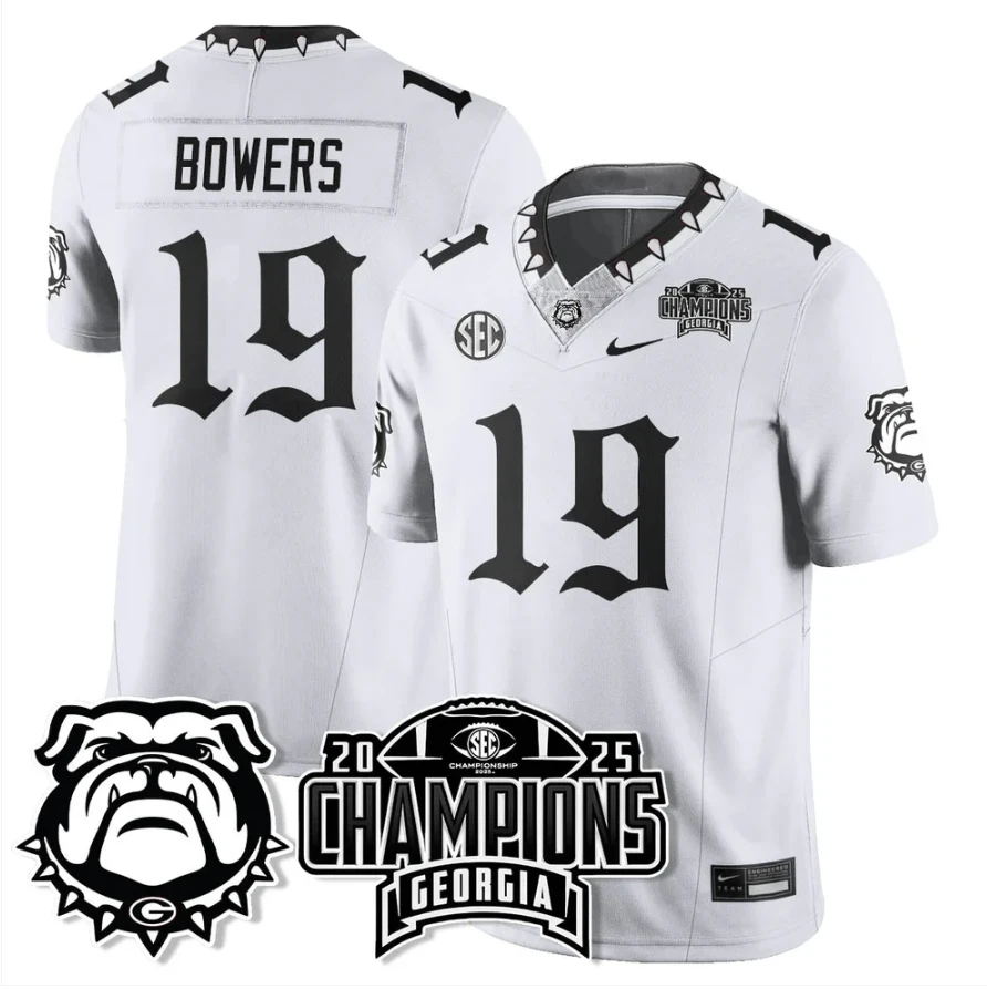 Brock Bowers Jersey #19 Georgia Bulldogs Gothic SEC Football Champions by My Store NCAA Football Jerseys