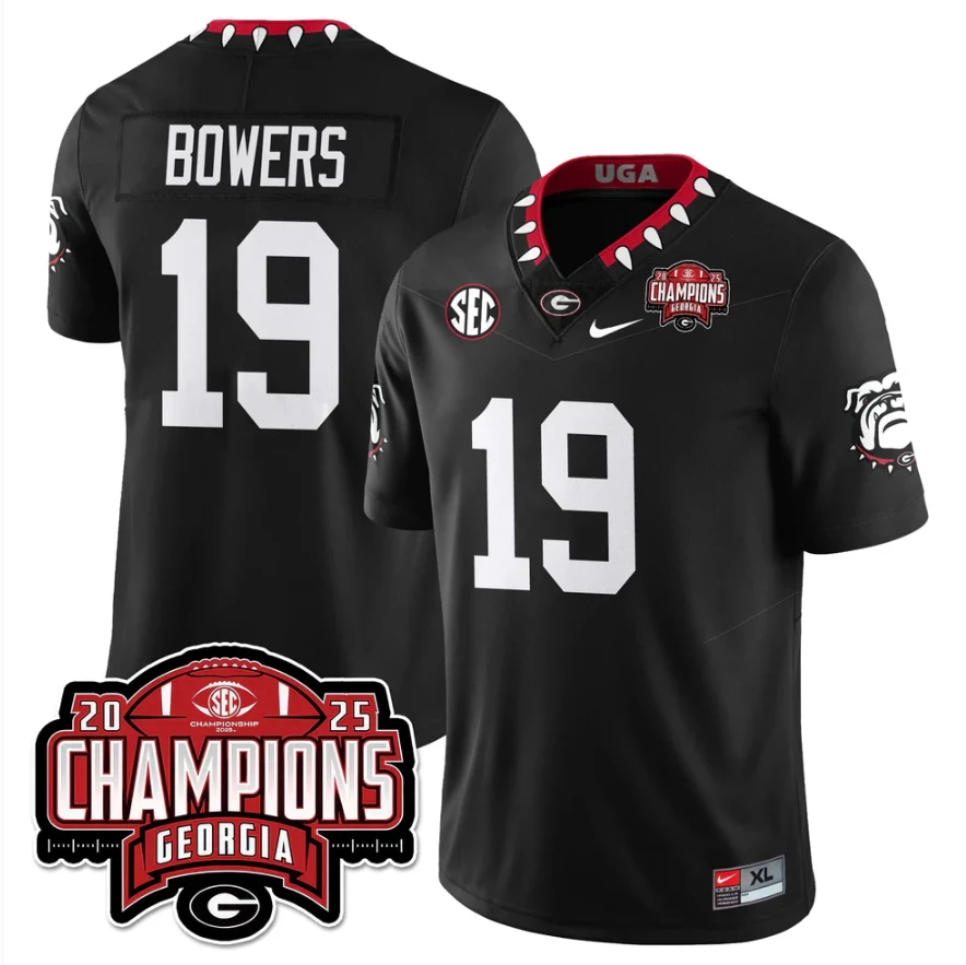 Brock Bowers Jersey #19 Georgia Bulldogs SEC Champions Patch Stitched by My Store NCAA Football Jerseys