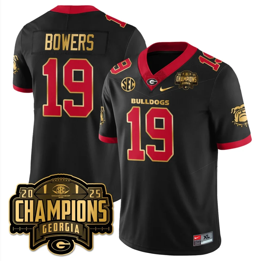 Brock Bowers Jersey #19 Georgia Bulldogs SEC Champions Patch Stitched by My Store NCAA Football Jerseys