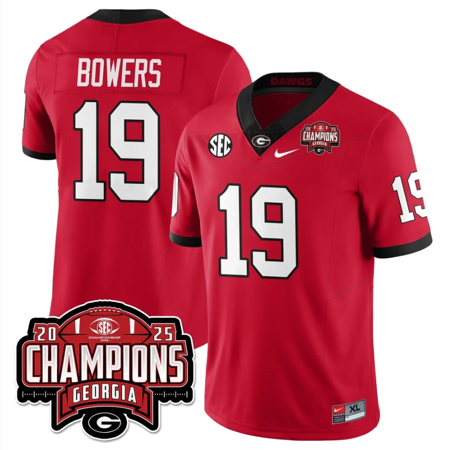 Brock Bowers Jersey #19 Georgia Bulldogs SEC Champions Patch Stitched by My Store NCAA Football Jerseys