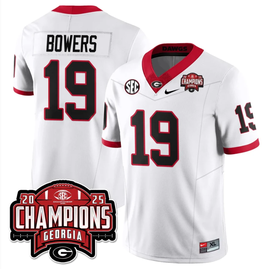 Brock Bowers Jersey #19 Georgia Bulldogs SEC Champions Patch Stitched by My Store NCAA Football Jerseys