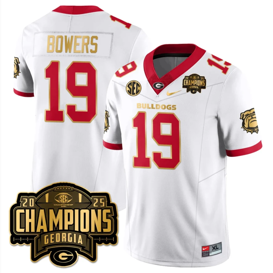 Brock Bowers Jersey #19 Georgia Bulldogs SEC Champions Patch Stitched by My Store NCAA Football Jerseys