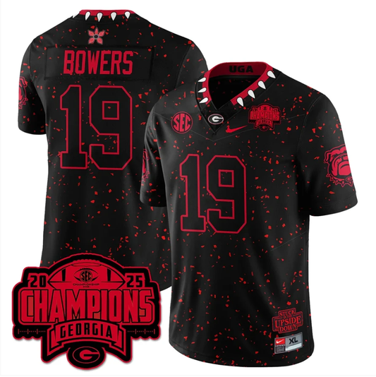Brock Bowers Jersey #19 Georgia Bulldogs Stranger Things SEC Champions Stitched by My Store NCAA Football Jerseys